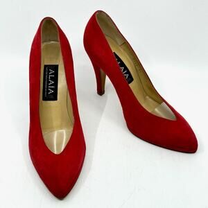 Rare Vintage 80s ALAÏA Red Suede Pumps